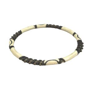 Handcrafted Enamel & Metal Beaded Bangle Bracelet For Women